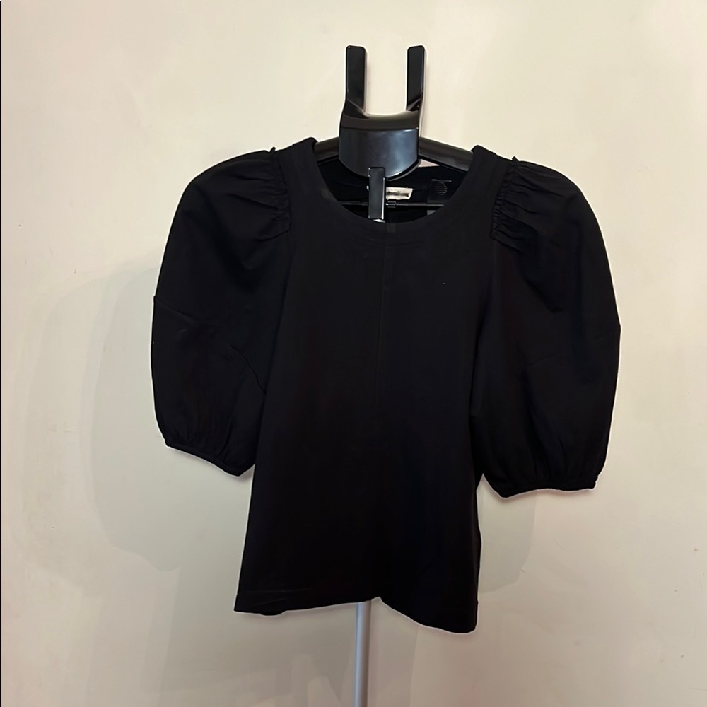 NWOT Madewell Black Puffed Short Sleeve Blouse